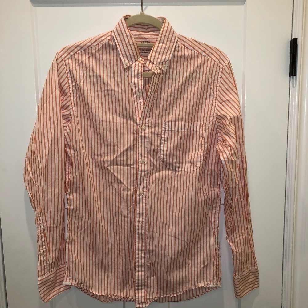 J. Crew Orange/White Stripe Button Down